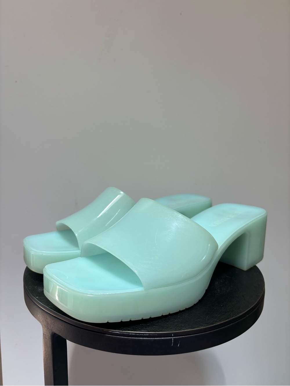 Steve Madden Mule Y2K Jelly Sandals Mint Green Slide Block Heel Women’s Size 9M